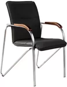 Офисное кресло Белс Самба Chrome V 451375/V4 (кожзам черный/темный орех) фото