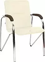 Офисное кресло Белс Самба Chrome V 451375/V18 (кожзам бежевый/темный орех) фото