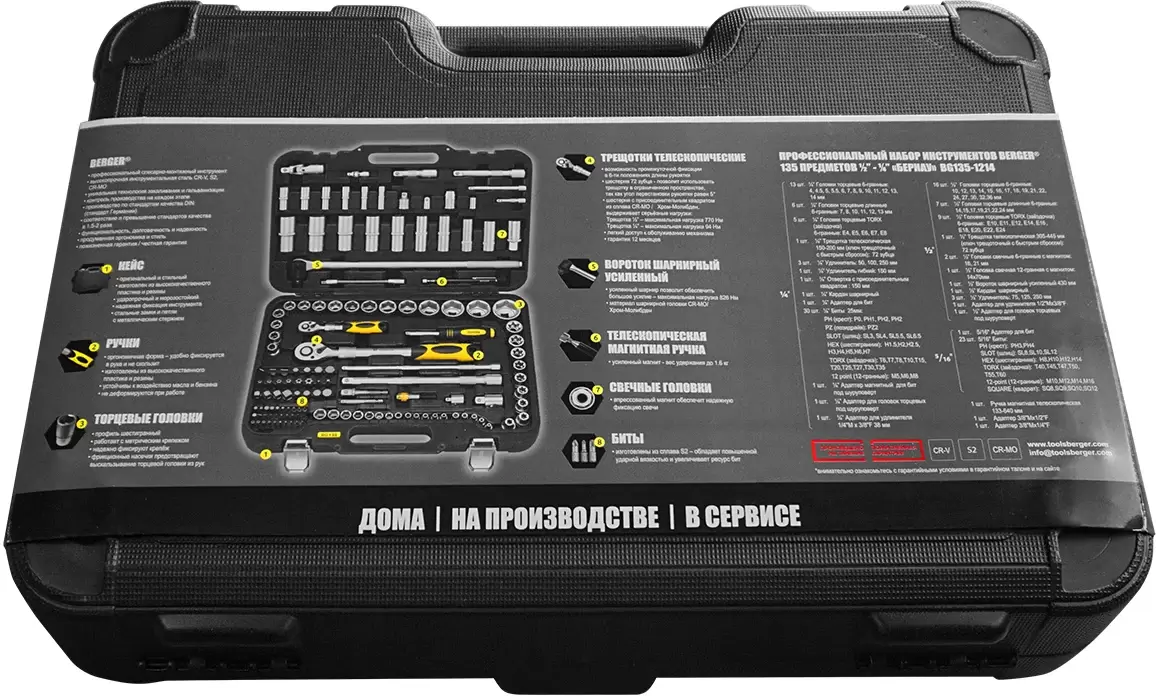 Универсальный набор инструментов Berger BG135-1214 (135 предметов) фото