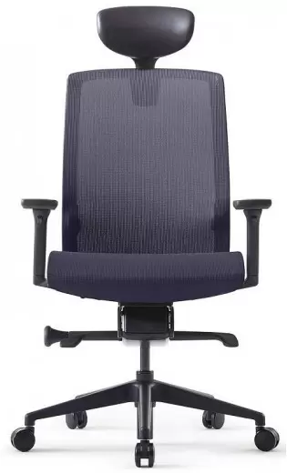 Кресло офисное Bestuhl J15 Black Pl с подголовником и подлокотником (темно-серая сетка) фото