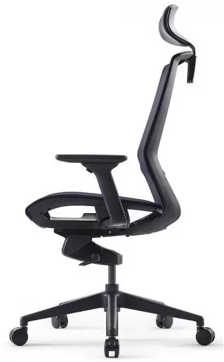 Кресло офисное Bestuhl J15 Black Pl с подголовником и подлокотником (темно-серая сетка) фото