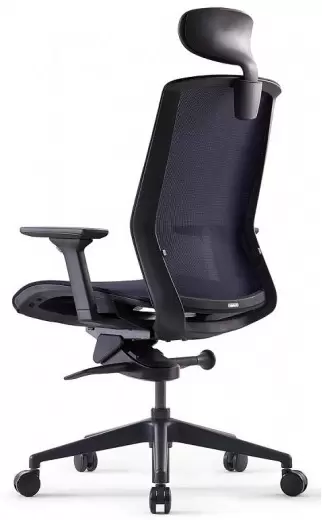 Кресло офисное Bestuhl J15 Black Pl с подголовником и подлокотником (темно-серая сетка) фото