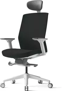 Офисное кресло Bestuhl J1 (рама белая, черный) с подголовником фото