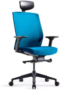 Офисное кресло Bestuhl J1 (рама черная, синий) с подголовником фото