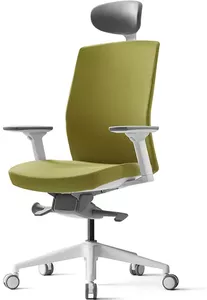 Офисное кресло Bestuhl J2 (рама белая, зеленый) с подголовником фото