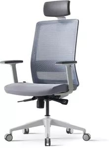 Офисное кресло Bestuhl S30 (рама белая, серый) с подголовником фото
