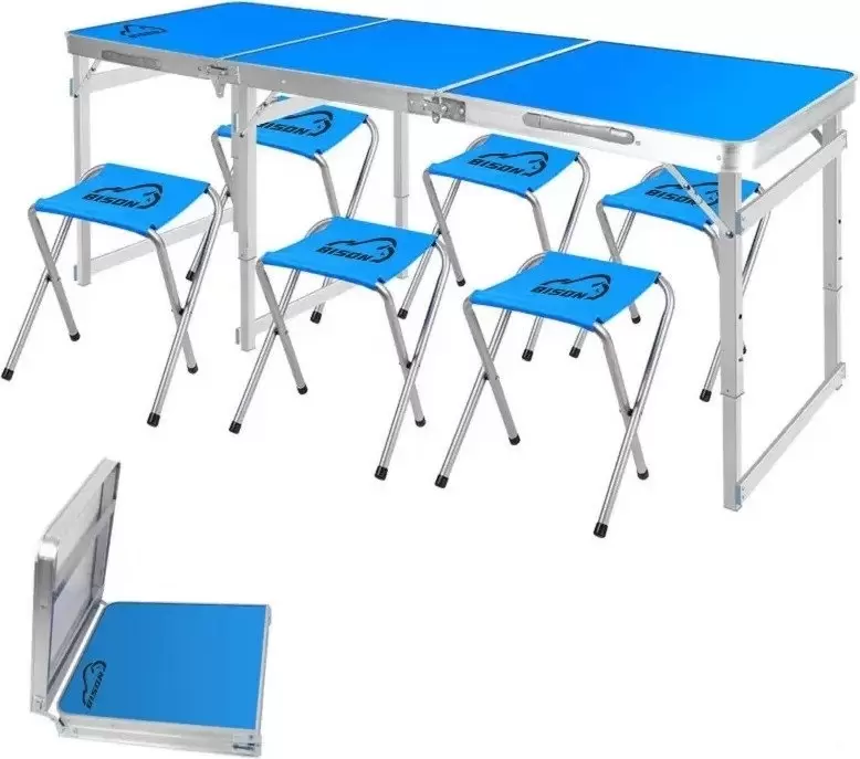 Стол со стульями Bison С-6-60x180 (синий) фото