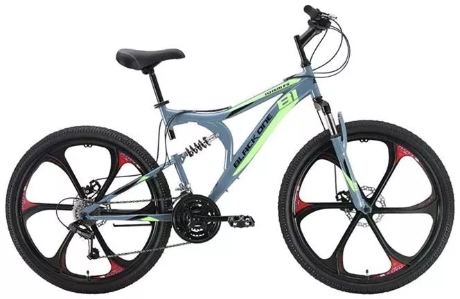 Велосипед Black One Totem FS 26 D FW 2022 HQ-0005329 (серый/черный/зеленый) фото