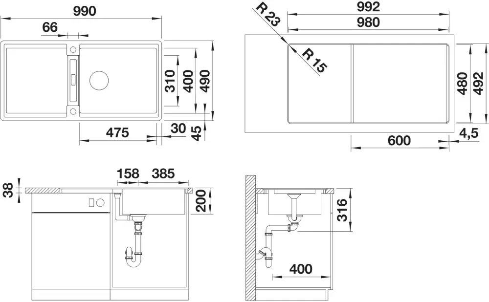 Кухонная мойка Blanco Adira XL 6 S-F (мягкий белый) фото