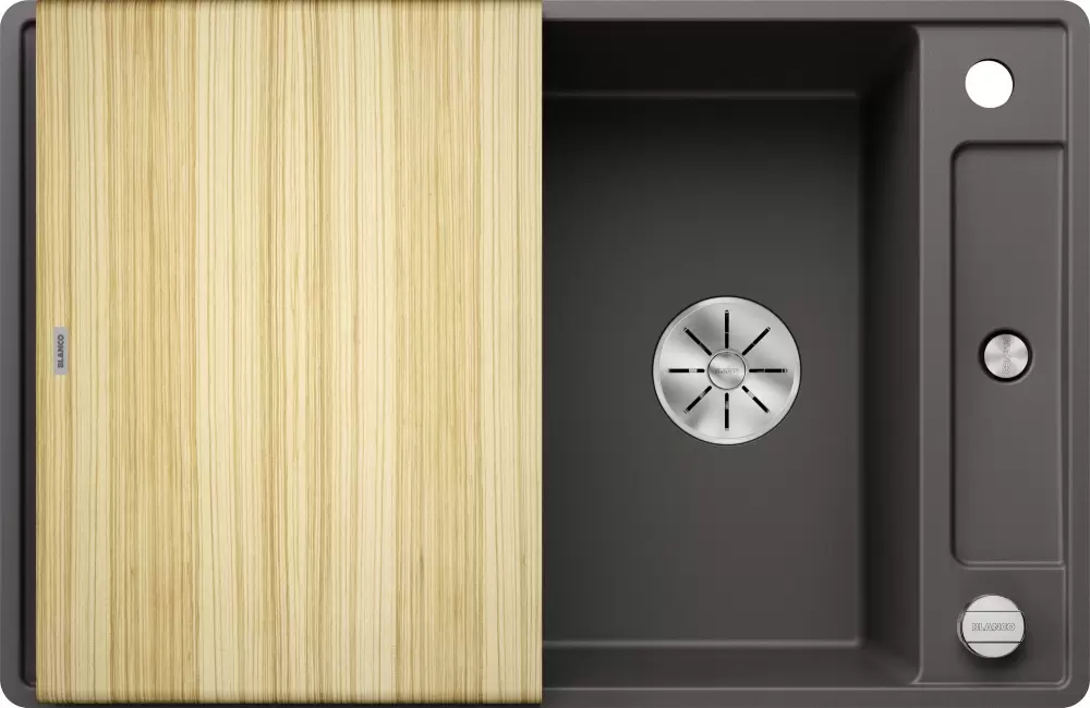Blanco Axia III 45 S-F (серый камень, деревянная доска)