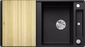 Кухонная мойка Blanco Axia III 5 S-F (черный, деревянная доска) фото