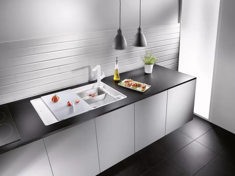 Кухонная мойка Blanco Axia III 5 S-F (кофе, стеклянная доска) фото