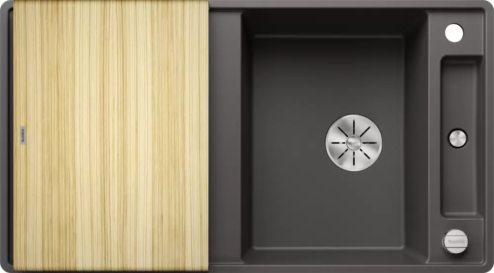 Blanco Axia III 5 S-F (серый камень, деревянная доска)