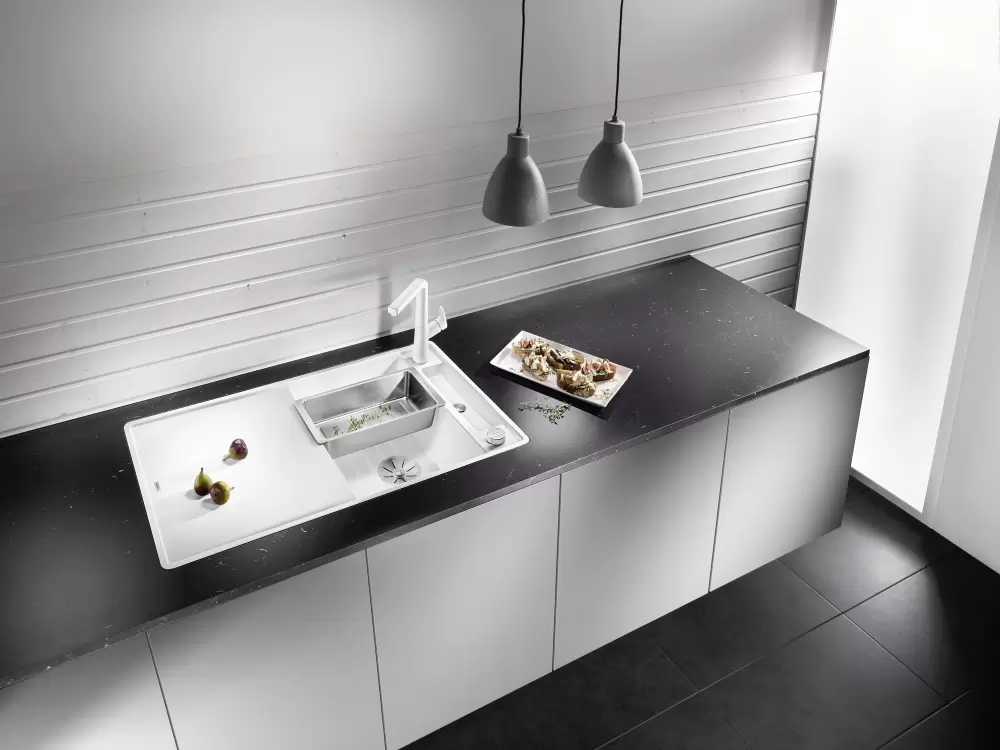 Кухонная мойка Blanco Axia III 5 S-F (серый камень, стеклянная доска) фото