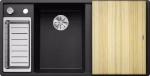 Кухонная мойка Blanco Axia III 6 S (черный, левая, деревянная доска) фото