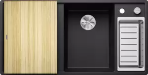 Кухонная мойка Blanco Axia III 6 S (черный, правая, деревянная доска) фото