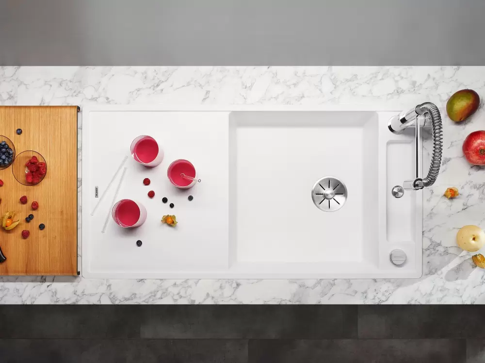 Кухонная мойка Blanco Axia III XL 6 S (мягкий белый, стеклянная доска) фото