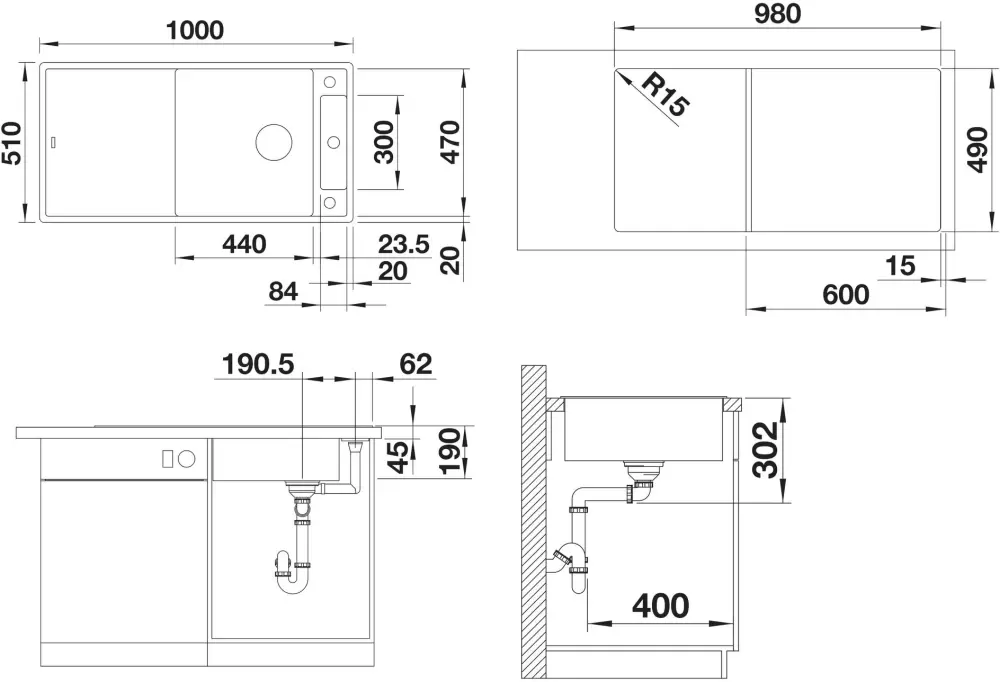 Кухонная мойка Blanco Axia III XL 6 S (вулканический серый, деревянная доска) фото