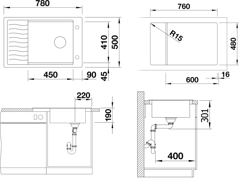 Кухонная мойка Blanco Elon XL 6 S (мягкий белый, с клапаном автоматом) фото