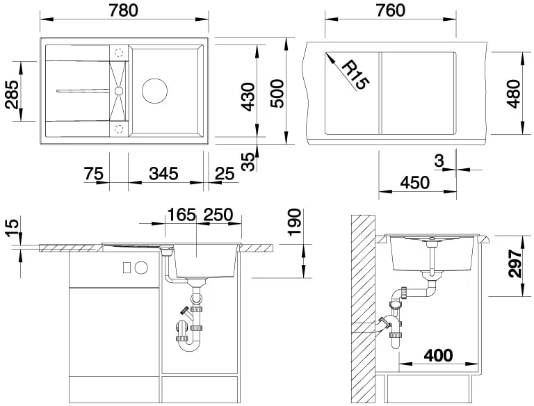 Кухонная мойка Blanco Metra 45 S (трюфель) фото