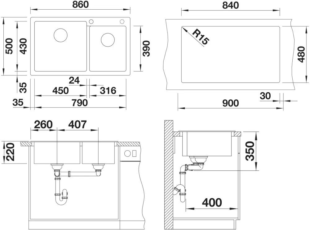 Кухонная мойка Blanco Pleon 9 (левая, черный) фото