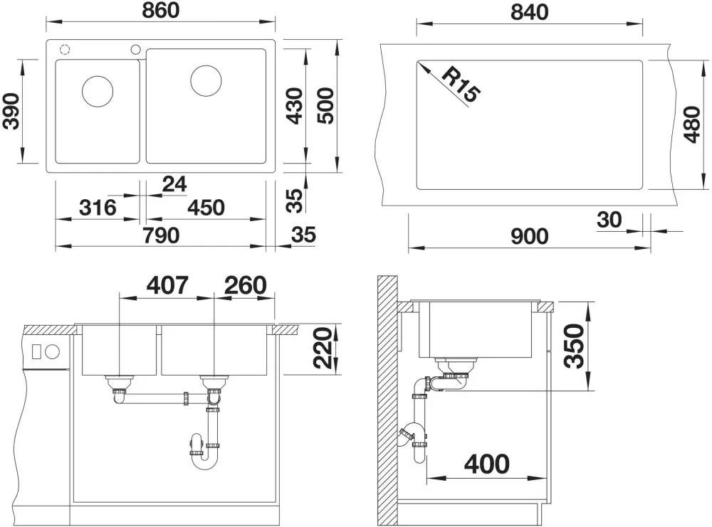 Кухонная мойка Blanco Pleon 9 (правая, черный) фото