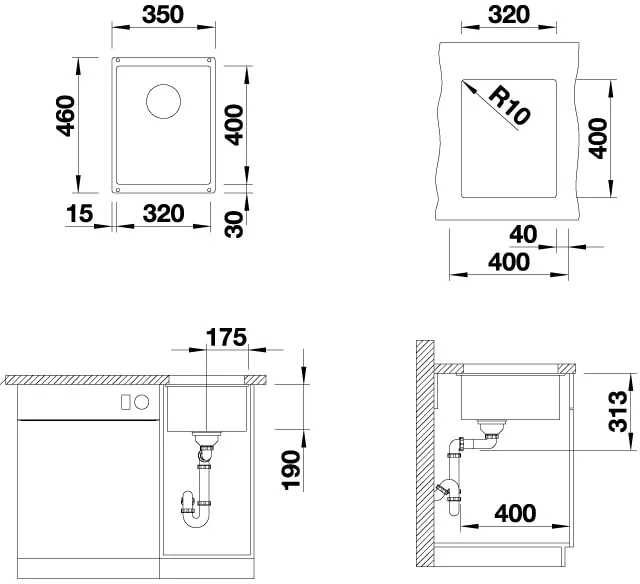 Кухонная мойка Blanco Subline 320-U (мягкий белый) фото
