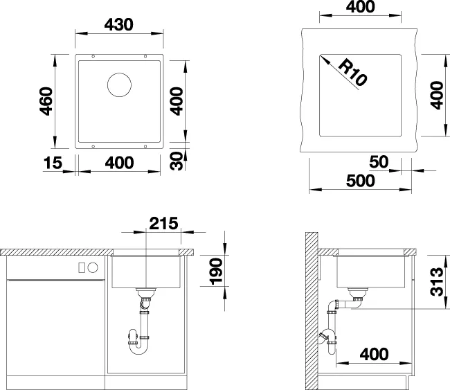 Кухонная мойка Blanco Subline 400-U (мягкий белый) фото