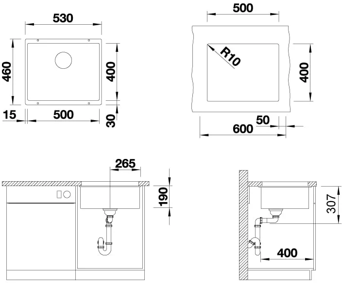 Кухонная мойка Blanco Subline 500-U (мягкий белый) фото