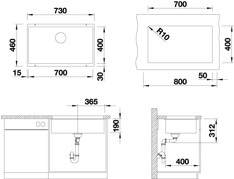 Кухонная мойка Blanco Subline 700-U Coloured Components (антрацит) фото