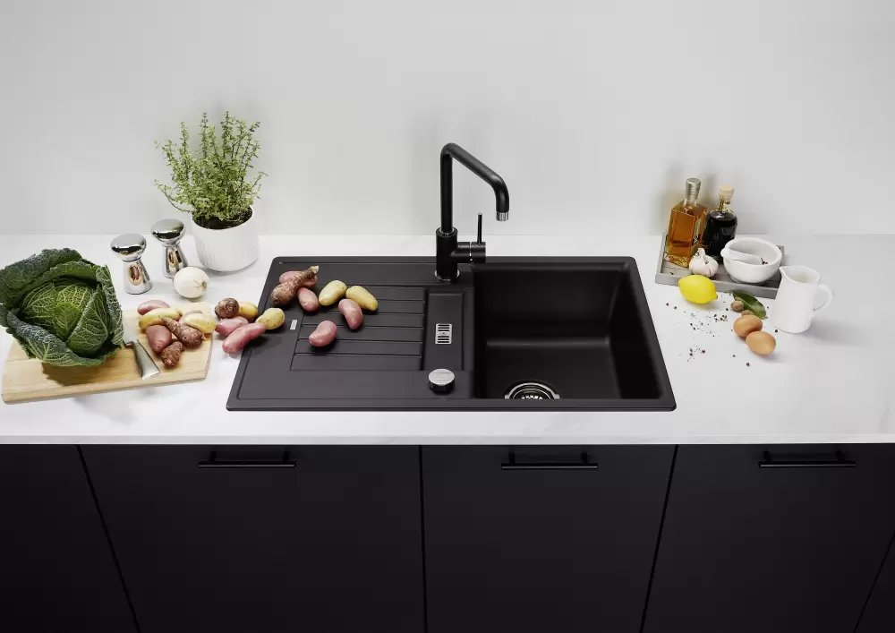 Кухонная мойка Blanco Zia 45 S (черный, с клапаном-автоматом) фото