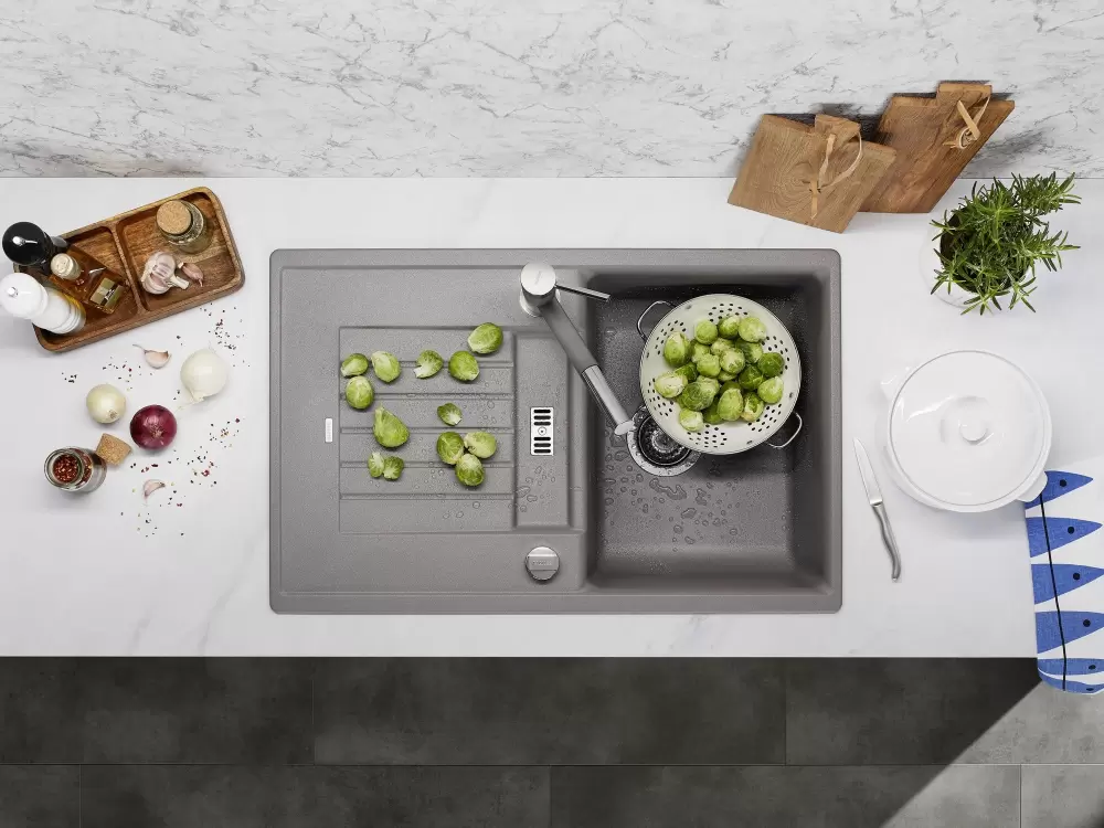 Кухонная мойка Blanco Zia 45 S (мягкий белый, с клапаном-автоматом) фото