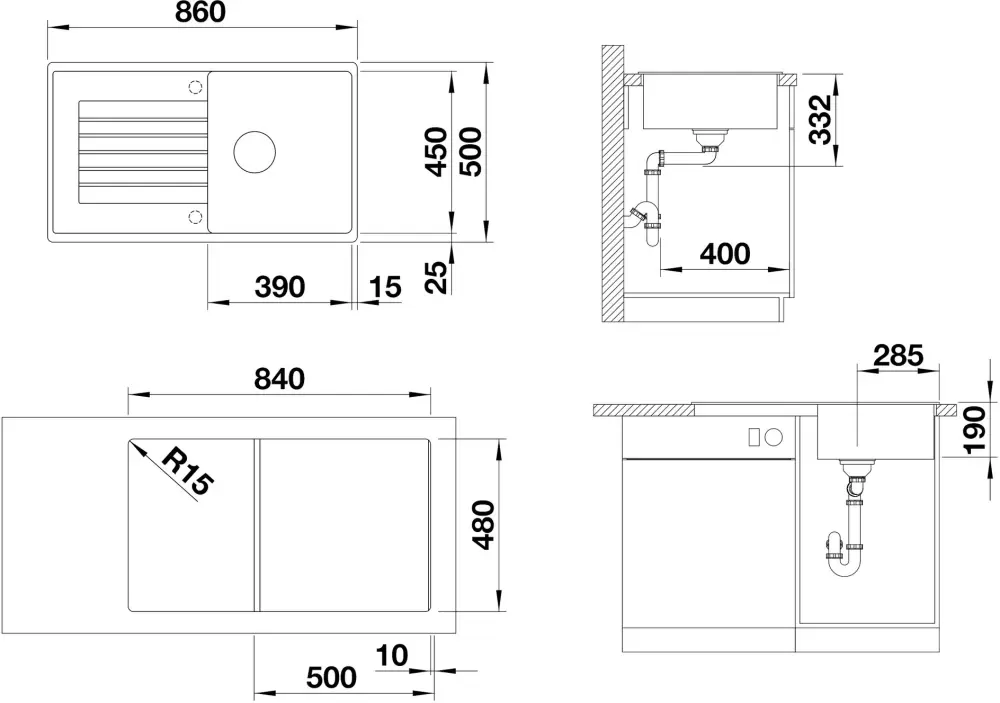 Кухонная мойка Blanco Zia 5 S (белый, с клапаном-автоматом) фото
