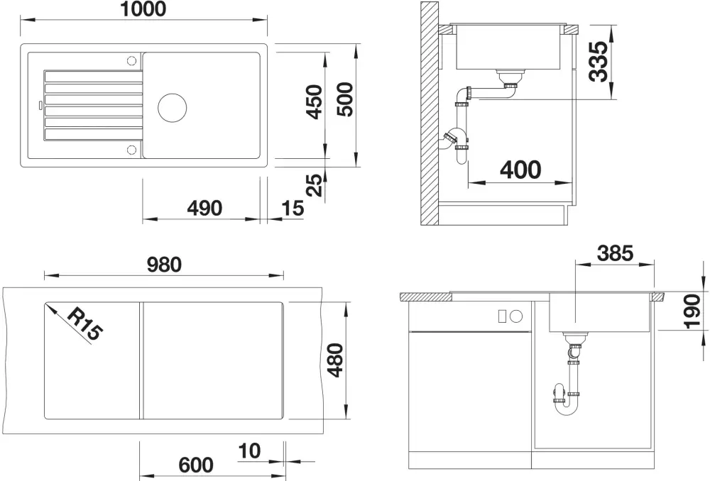 Кухонная мойка Blanco Zia XL 6 S (черный, с клапаном-автоматом) фото