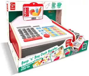 Касса игрушечная Hape С набором наклеек и калькулятором / E3184_HP фото