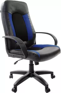Кресло Brabix Strike EX-525 (кожзам/ткань TW, черный/синий) фото