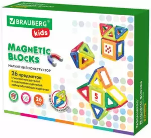 Конструктор магнитный Brauberg 663844 Kids Magnetic Blocks-26 фото