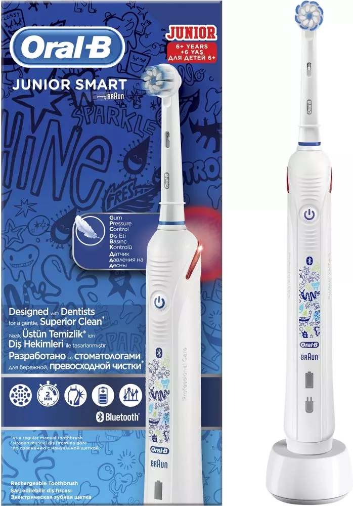 Электрическая зубная щетка Braun Oral-B Junior Smart D601.513.3 Sensi фото
