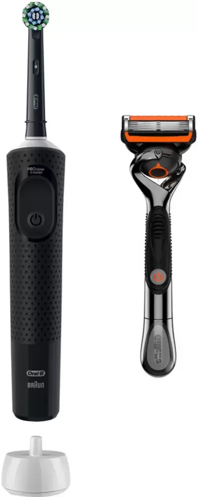 Braun Oral-B Vitality Pro D103.413.3 Cross Action Protect X Clean Black + бритва Gillette Fusion ProGlide Flexball