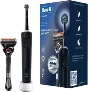 Электрическая зубная щетка Braun Oral-B Vitality Pro X Clean с бритвой Gillette Fusion 5 (черный) фото
