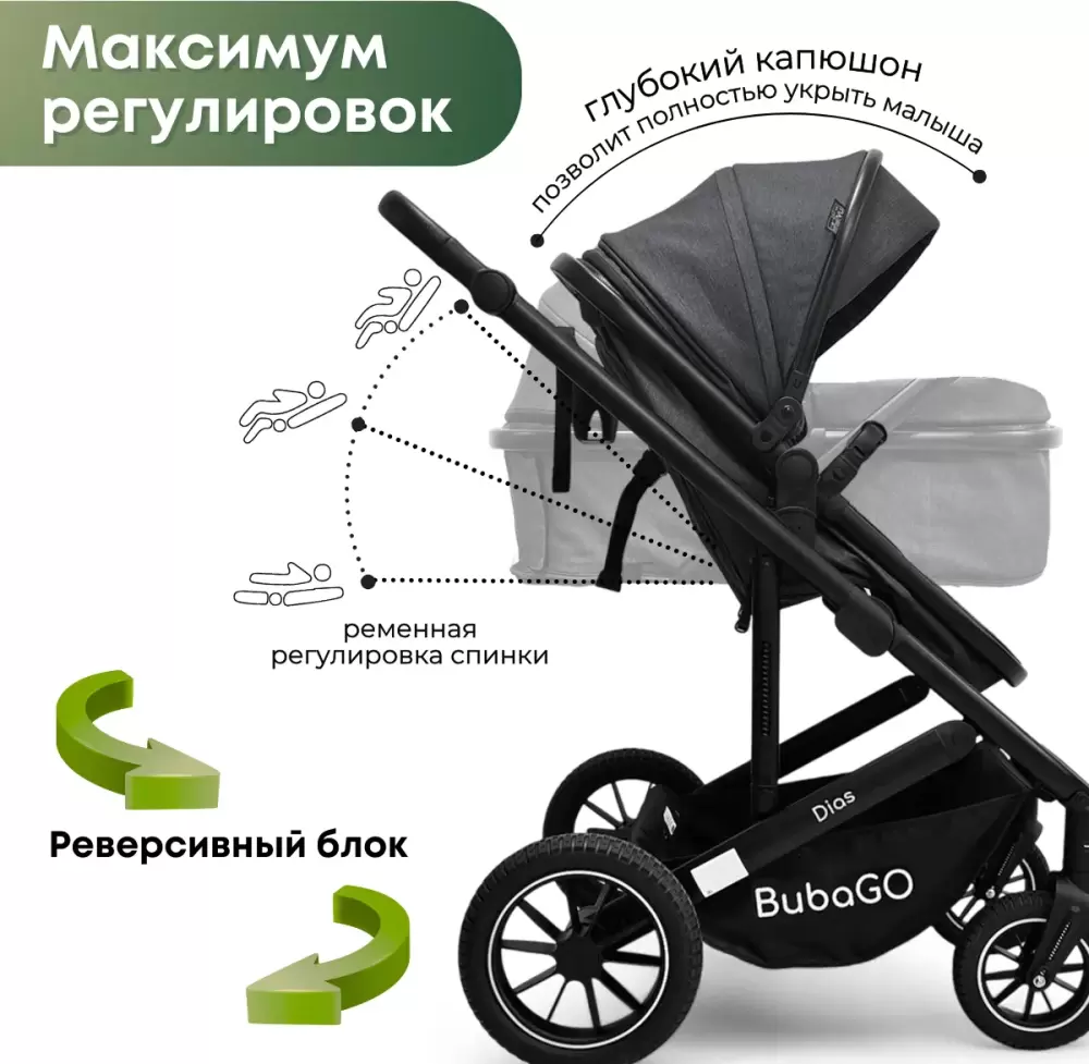 Детская универсальная коляска Bubago Dias 3 в 1  BG 167-2 (серый) фото