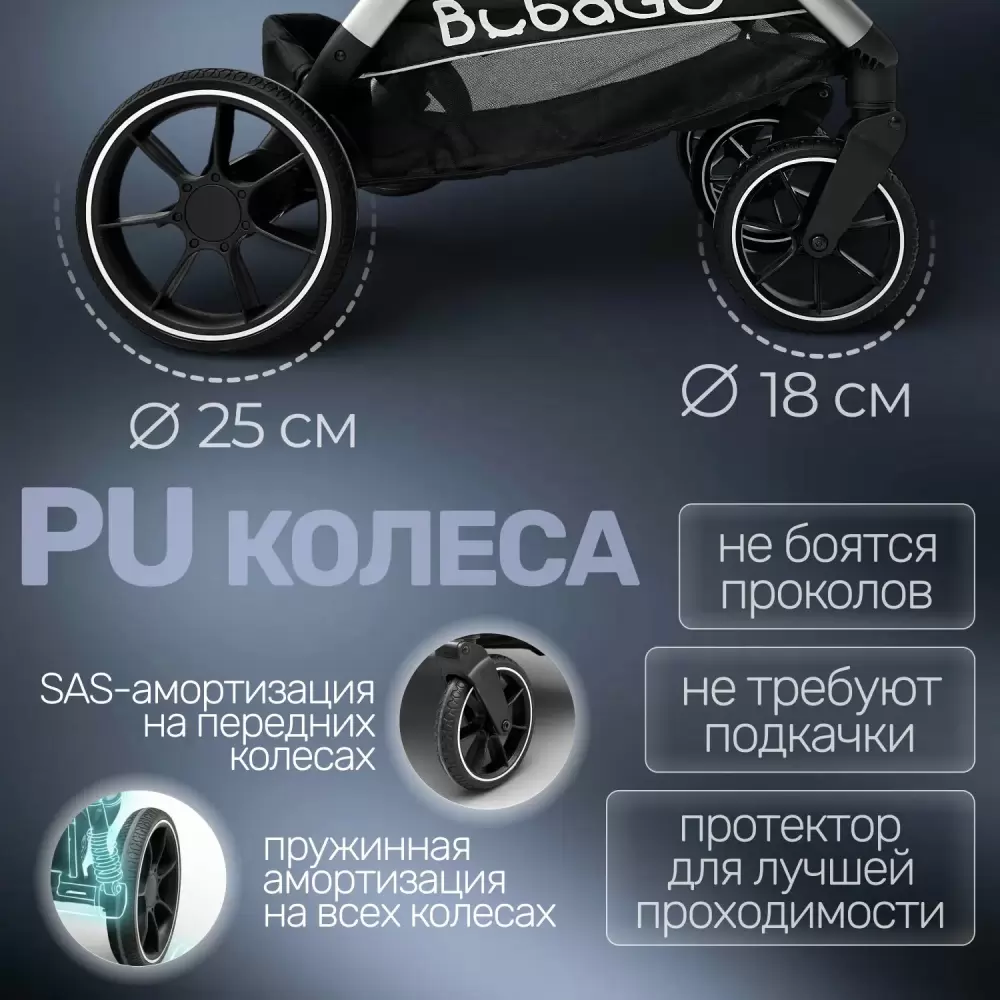 Детская прогулочная коляска Bubago Duo X / BG 194-2 (Dark gray) фото