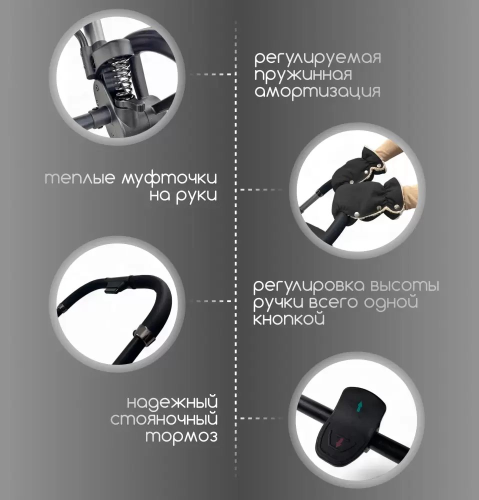 Детская универсальная коляска Bubago Gaudi (3 в 1, черный) фото