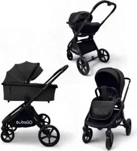 Детская универсальная коляска Bubago Gaudi (3 в 1, черный) фото
