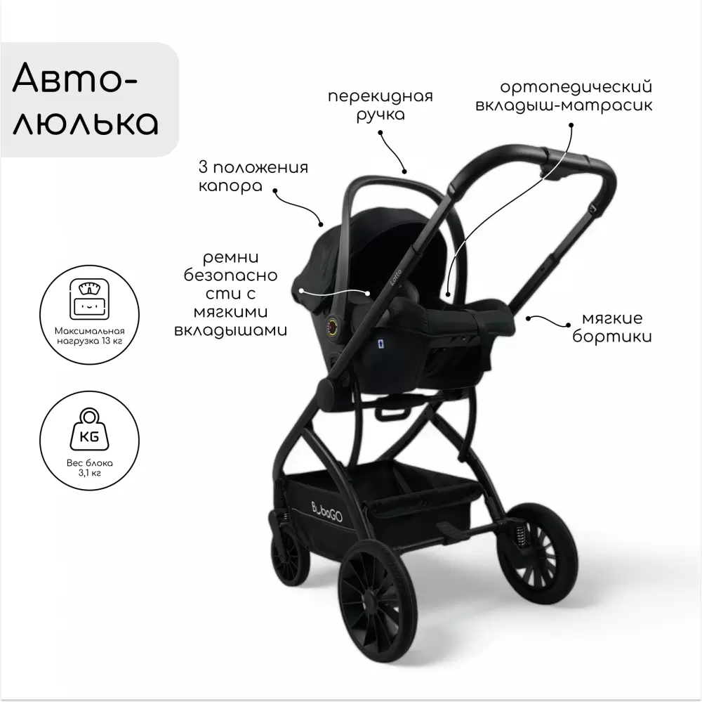 Универсальная коляска Bubago Lotta BG BG 150-4 (3 в 1, зеленый) фото