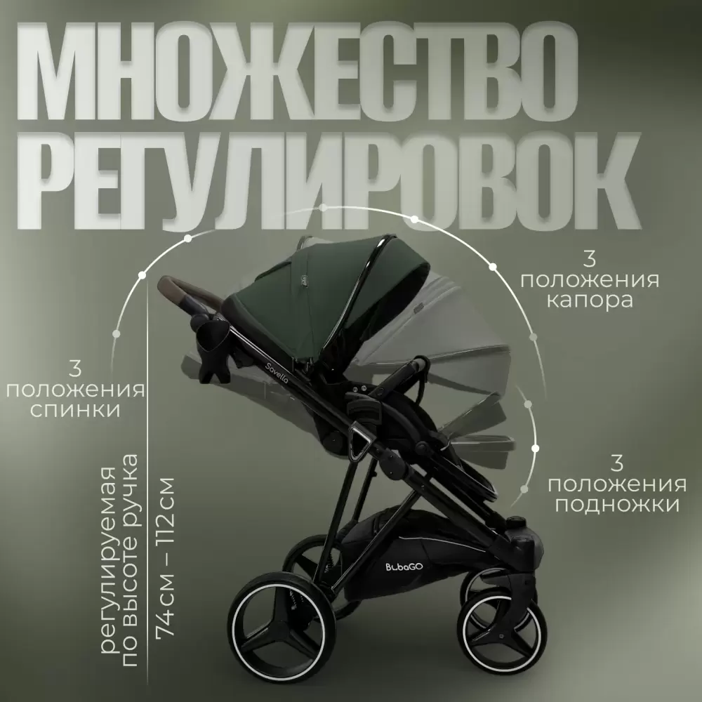 Детская универсальная коляска Bubago Savella 3 в 1 / BG 199-4 (изумрудный) фото