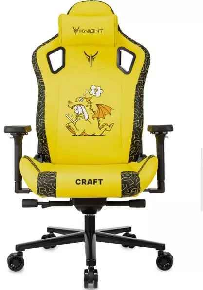 Игровое кресло Бюрократ Knight Craft Dragon (желтый экокожа) фото 3