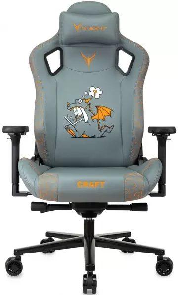 Игровое кресло Бюрократ Knight Craft Dragon (серый экокожа) фото 2