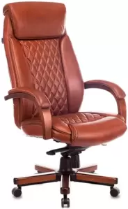 Кресло офисное Бюрократ T-9924 WALNUT (светло-коричневый Leather Eichel) фото