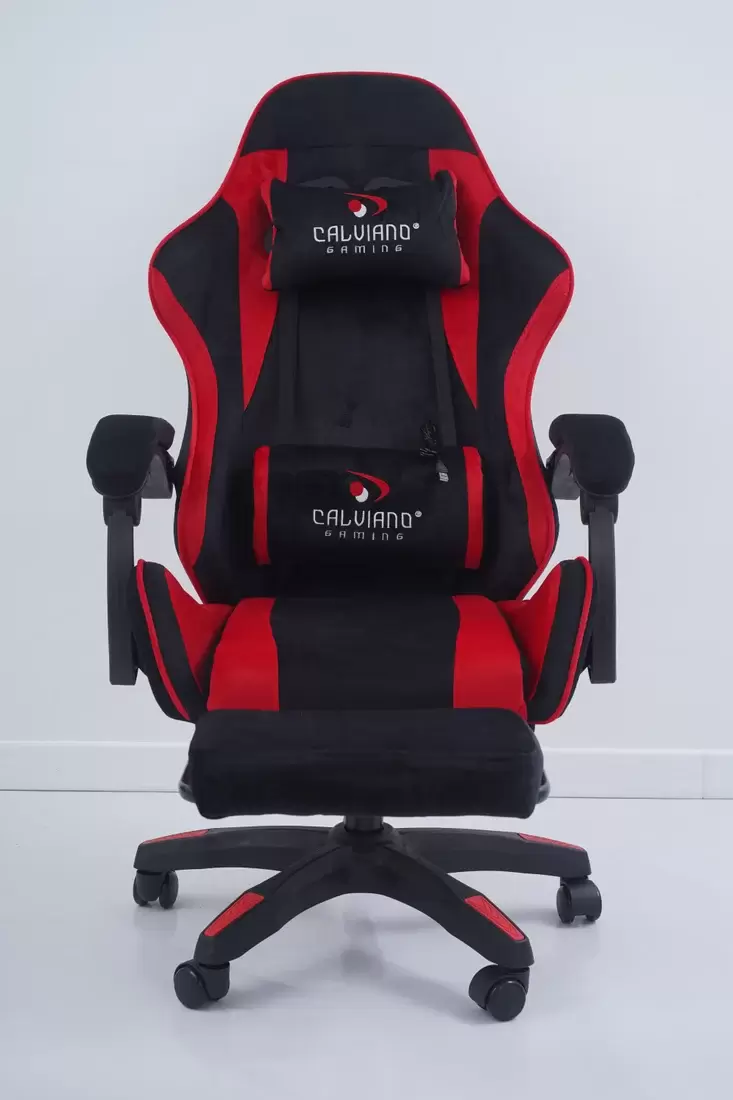 Игровое кресло Calviano 1584 (велюр, черный/красный) фото